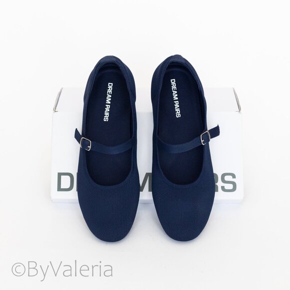DREAM PAIRS Mary Jane Ballet Flats Dressy Comfy Knit Casual Office Blue, sz 9 - Picture 1 of 11